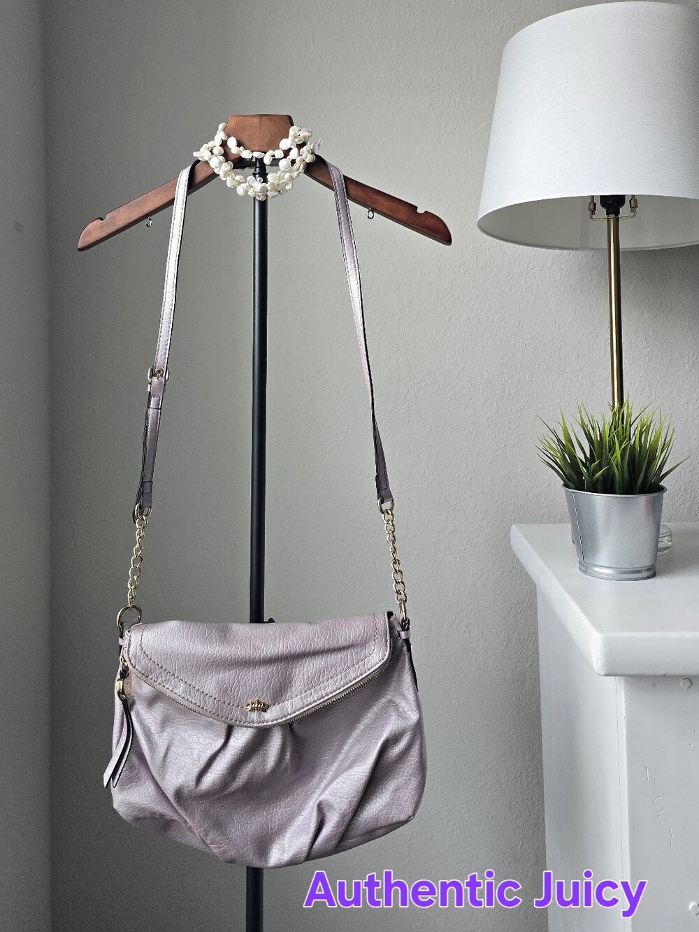 Authentic Juicy Couture Y2K Lavender Metallic Crossbody Bag | Crown Lined Inter.